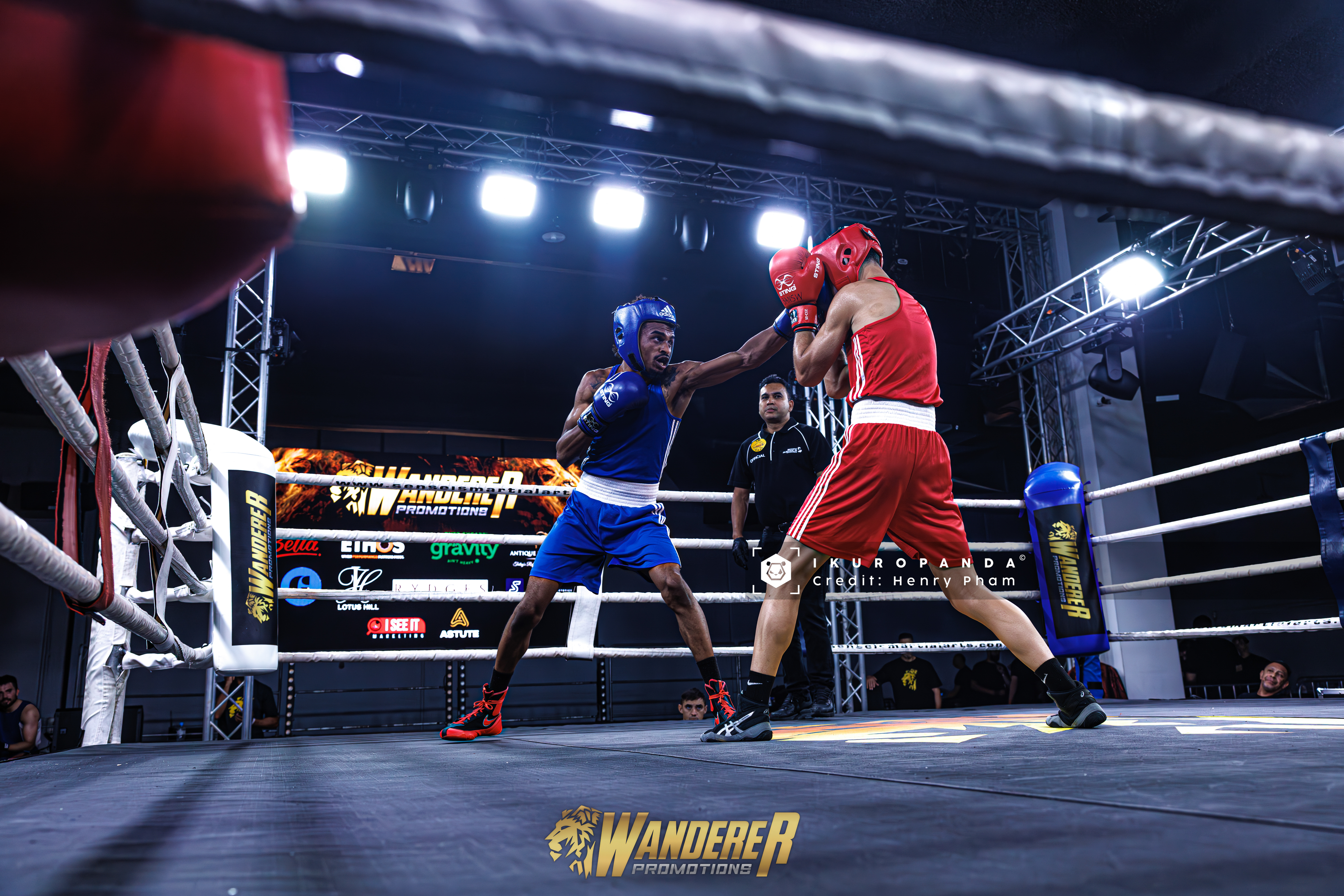 In the ring of a boxing match