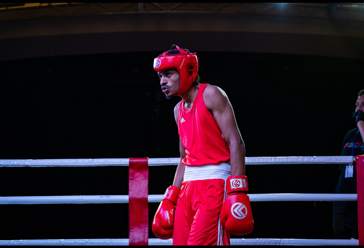 In the ring of a boxing match